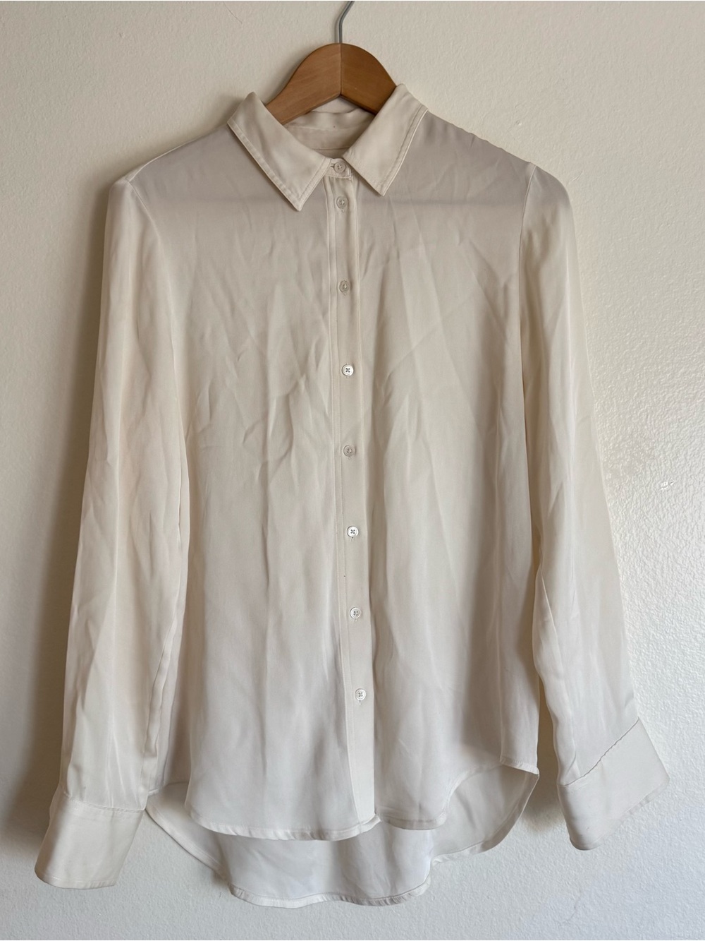 Quince Washable Silk Button Down Ivory Classic Shirt Quite Luxury Old Money